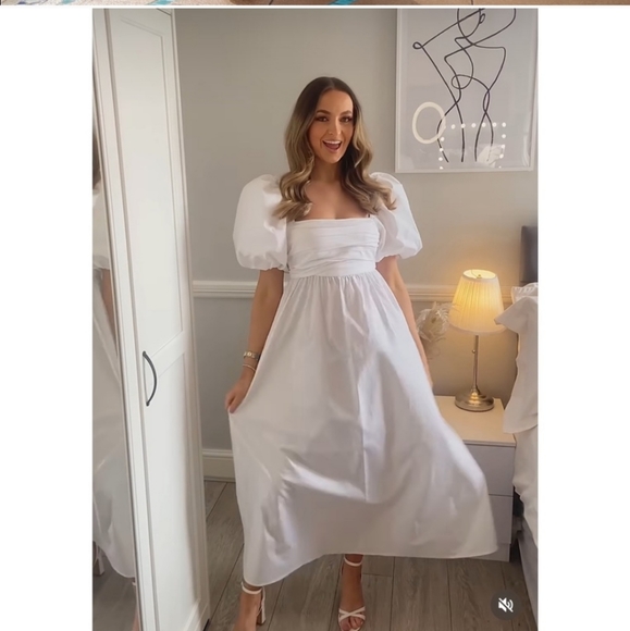 ZARA NWT BLOGGERS FAVORITE DRAPED POPLIN DRESS White Midi Maxi - Picture 11 of 16